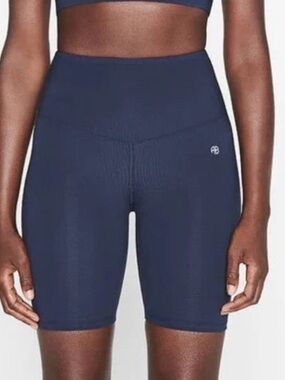 Anine Bing Navy High-Waist Bike Shorts